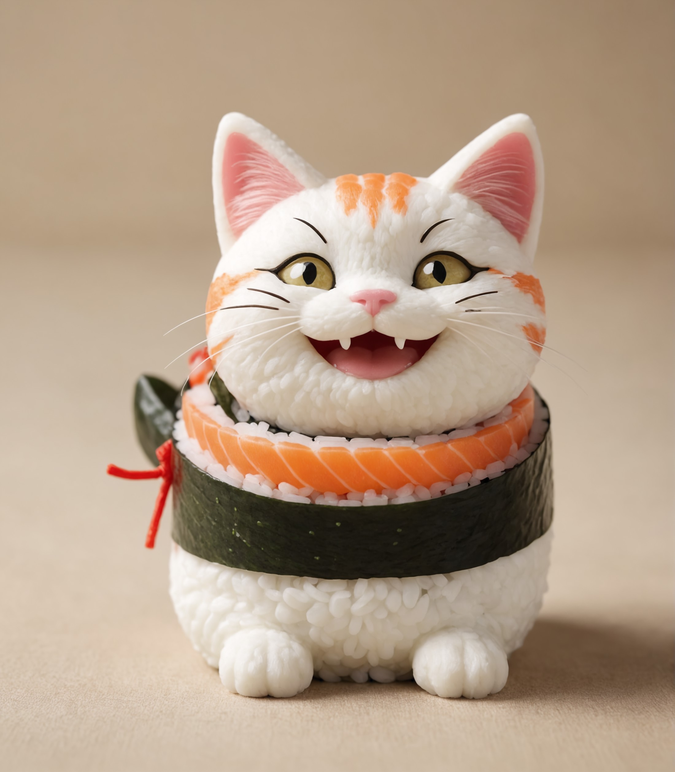 a smiling sushi cat